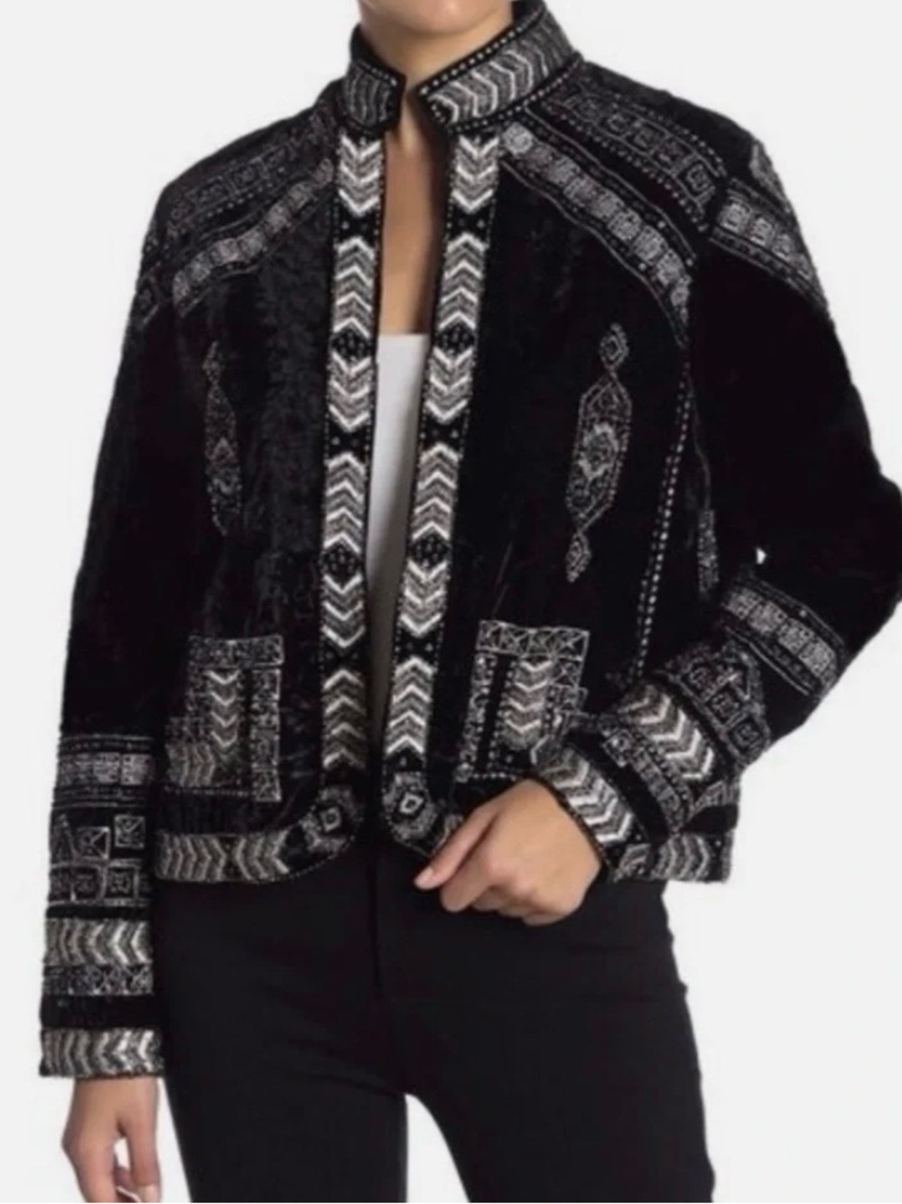 RAGA Lunar Eclipse Black Velvet Beaded Embroidered Jacket FLAWED